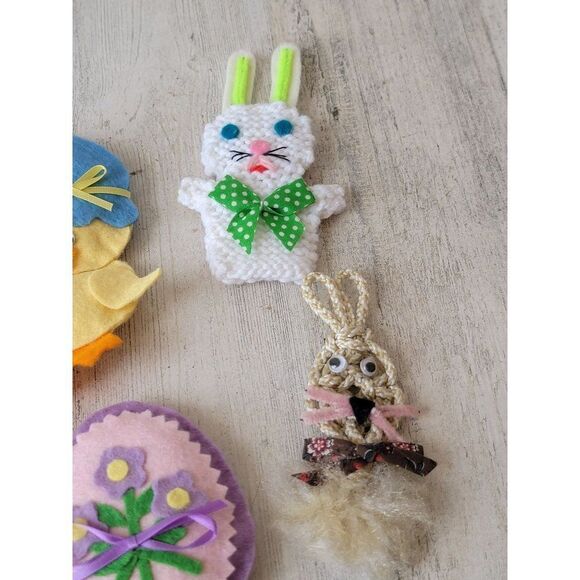 Easter Bunny felt duck crochet matte fridge magnets set spring - Picture 6 of 9